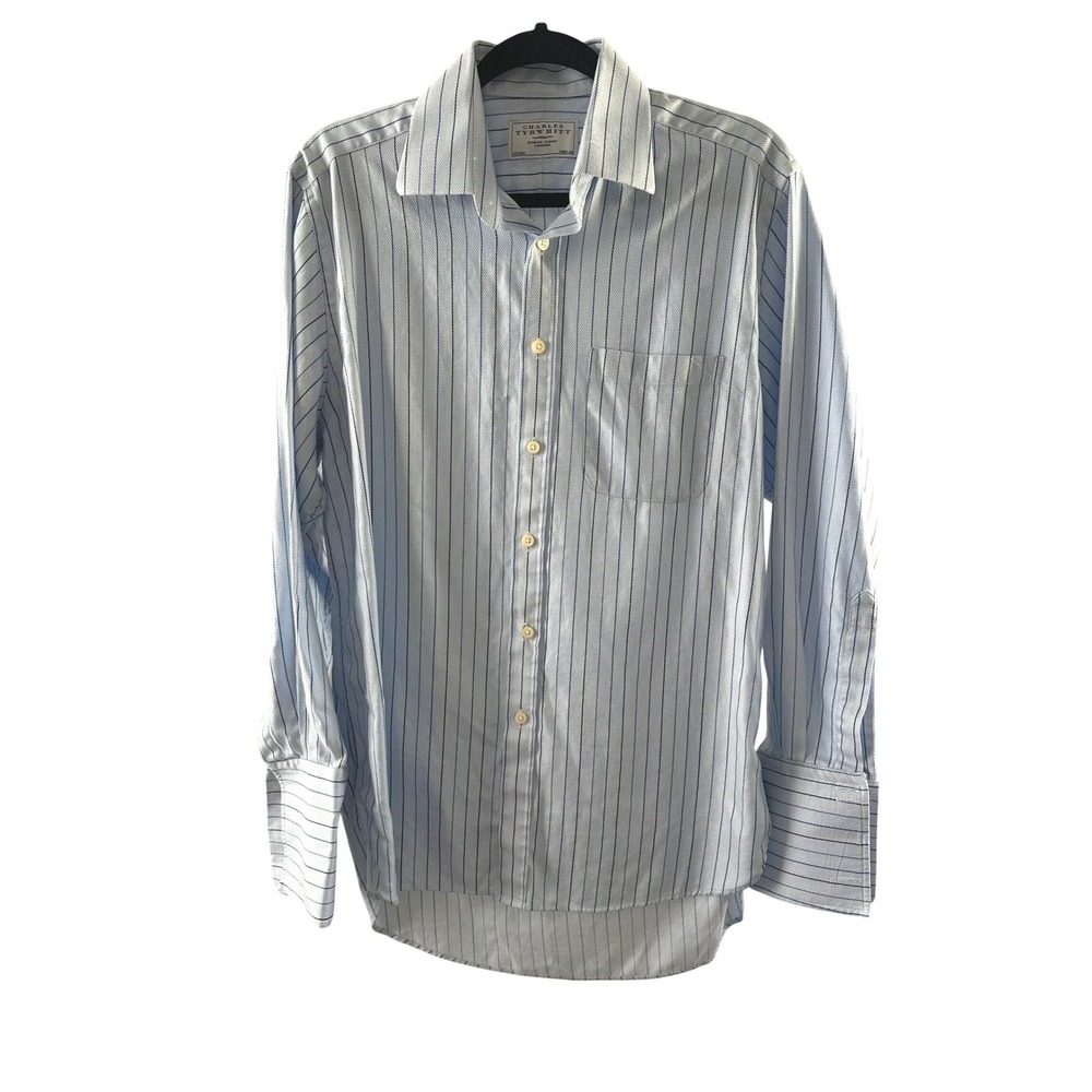 Charles Tyrwhitt Jermyn Street London Mens Blue Pinstripe Dress Shirt 15‎ 33in